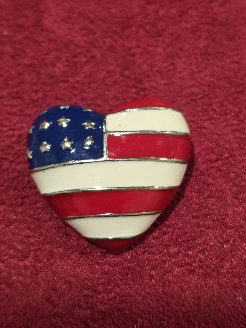 Patriotic Heart Pin Brooch - Red, White & Blue